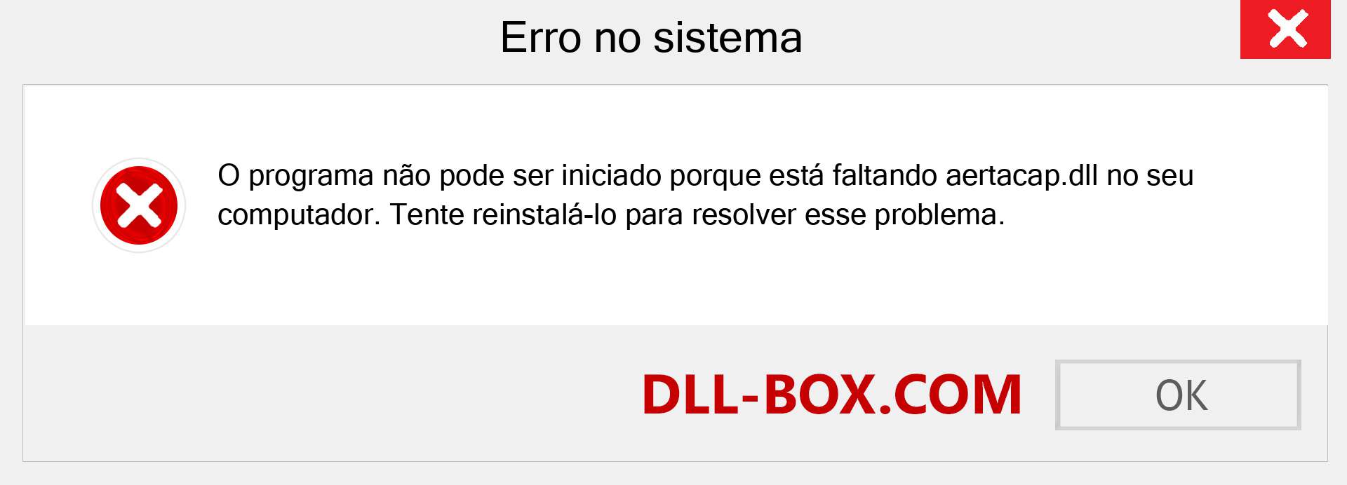 Arquivo aertacap.dll ausente ?. Download para Windows 7, 8, 10 - Correção de erro ausente aertacap dll no Windows, fotos, imagens